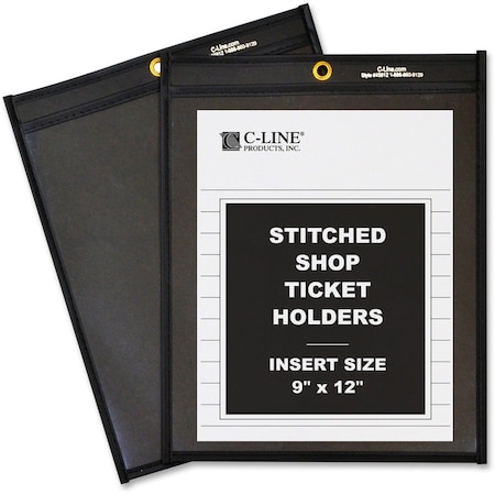 Shop Ticket Holder, Stitched, 9x12, 25/BX, Clear/Black 25PK